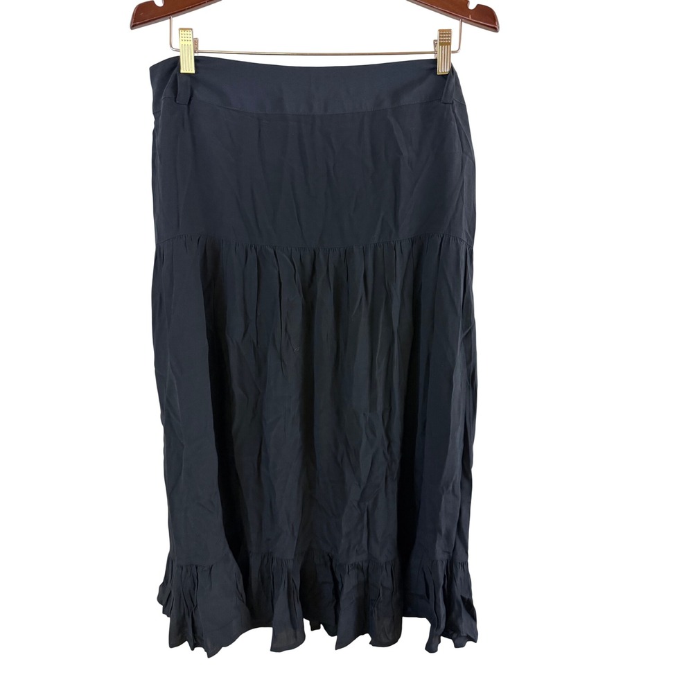 Banana Republic Drop Waist Skirt Women 14 Black Ruffle Hem